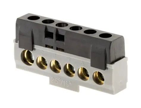 Bornier connexions phase noir