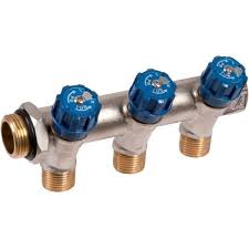 Nourrice 3 sortie fitting + vanne bleu