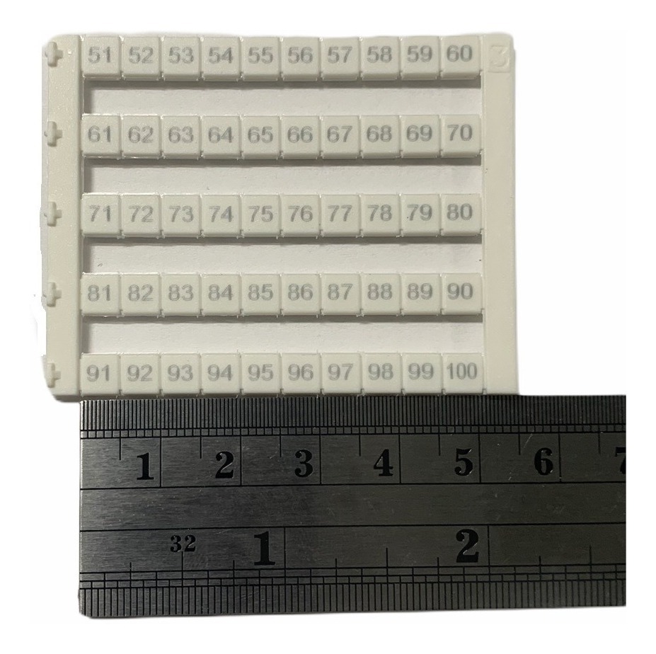 100 Marqueur de borne, 5x5mm, pas en mm ( p ) : bte de 500 / chiffre 51 a 100