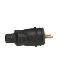 Fiche 2p + t caoutchouc noir a vis -